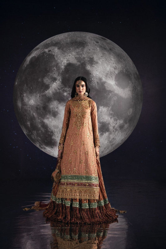 Salmon Embroidered Silk Lehenga Choli Online in Dubai UAE Abudhabi Ajman Sharjah