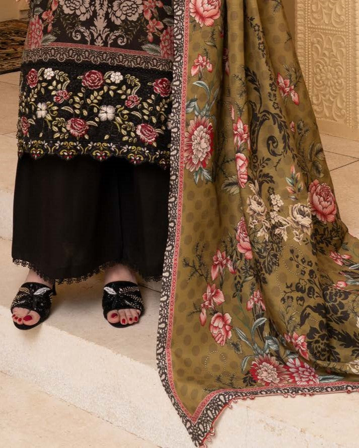 Black Dhanak Designer Salwar Suit with Plazo Online in Sri Lanka India Australia