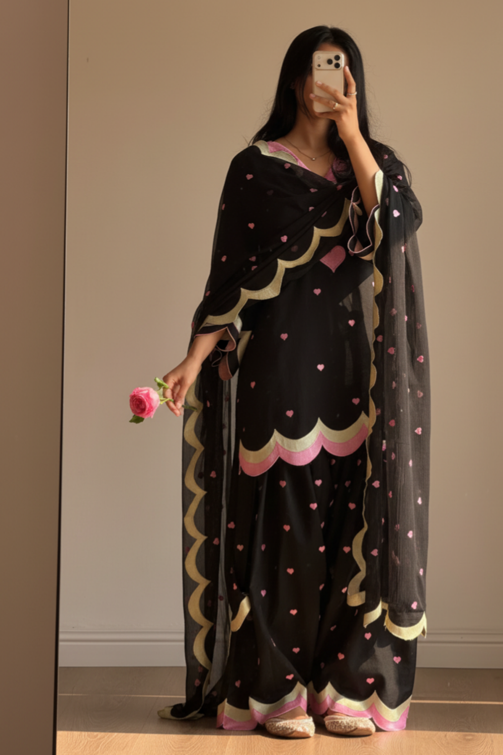 Black Embroidered Cotton Festive Suit Online in Dubai UAE Abudhabi Ajman Sharjah