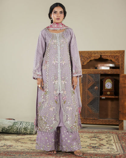 Designer Lilac Organza Salwar Suit with Grip Flapper Online in Sri Lanka India Australia
