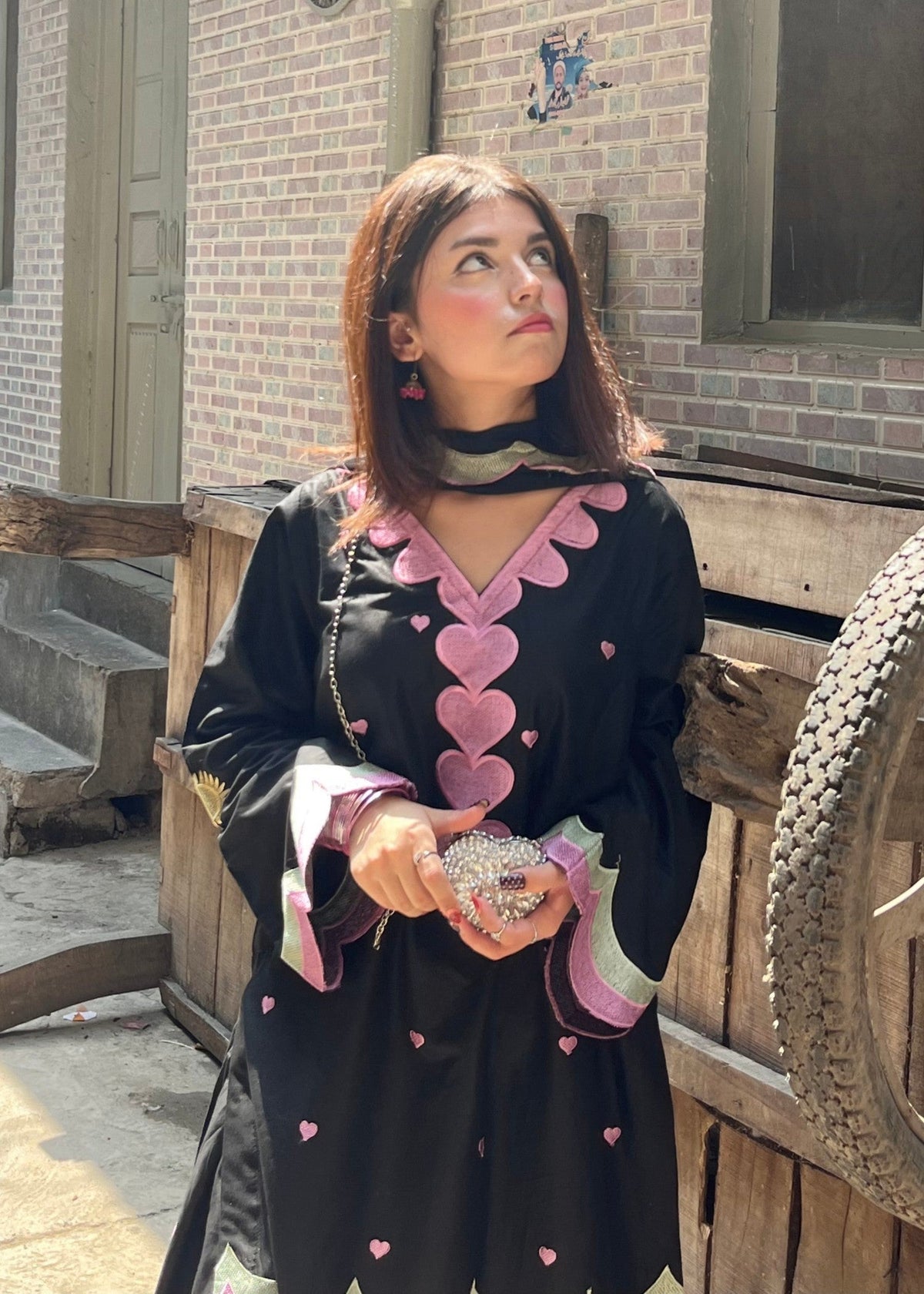 Embroidered Black Cotton Festive Pakistani Suit Online in KSA Riyadh Saudi Arabia Oman Bahrain Qatar