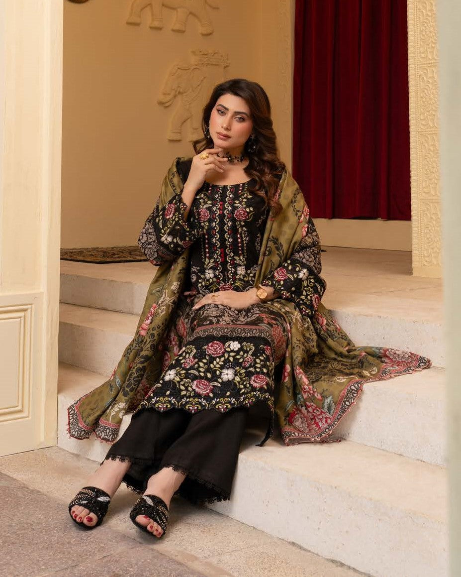 Festive Black Embroidered Dhanak Suit Online in Dubai DXB UAE Abudhabi Meena Bazaar