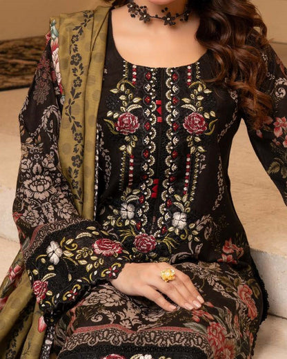 Ladies Embroidered Black Dhanak Shalwar Kameez Online in UK USA Canada