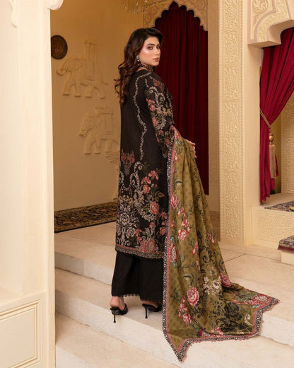 Readymade Black Dhanak Salwar Kameez Online in KSA Riyadh Saudi Arabia Oman Bahrain Qatar