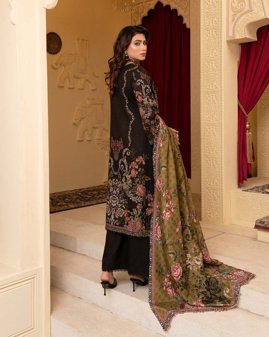 Readymade Black Dhanak Salwar Kameez Online in KSA Riyadh Saudi Arabia Oman Bahrain Qatar