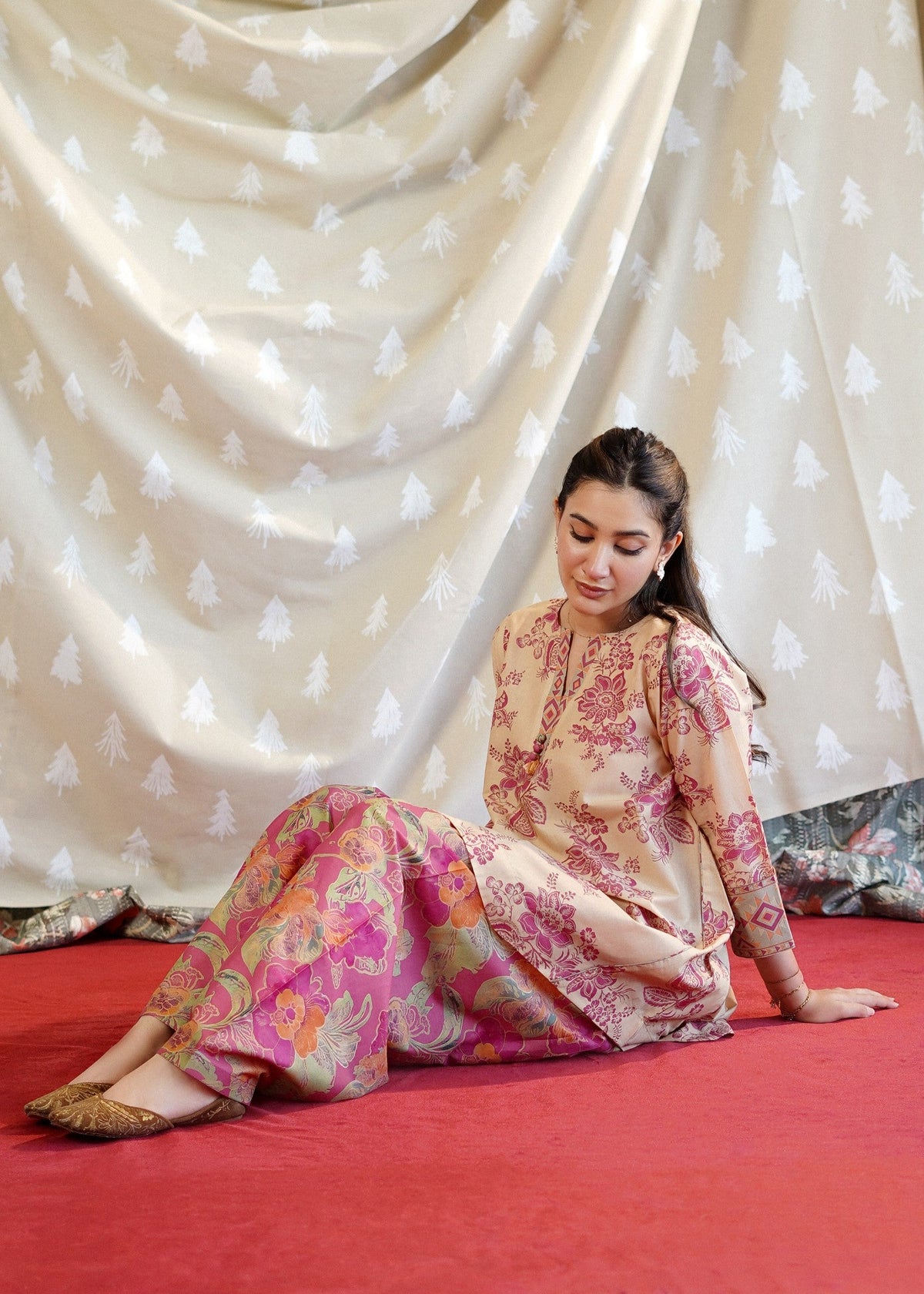 Sand Brown Lawn Shalwar Kameez for Women Online in Dubai DXB UAE Abudhabi Meena Bazaar