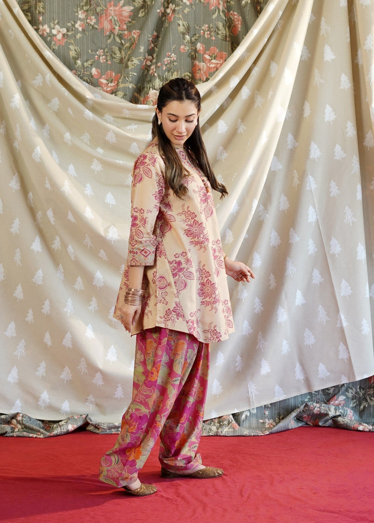 Sand Brown Lawn Straight Kurta Set Online in UK USA Canada