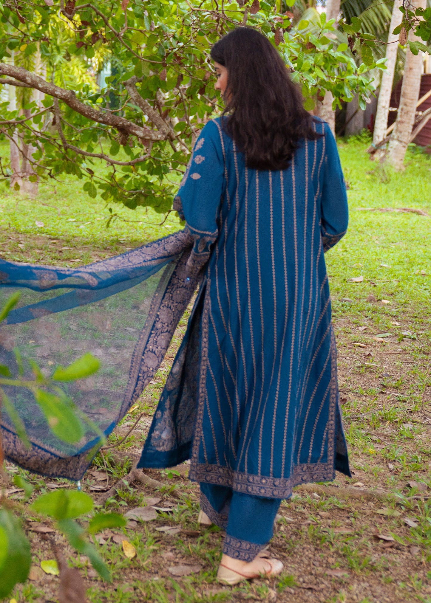Sapphire Blue Festive Wear Lawn Suit Online in Sri Lanka India Australia