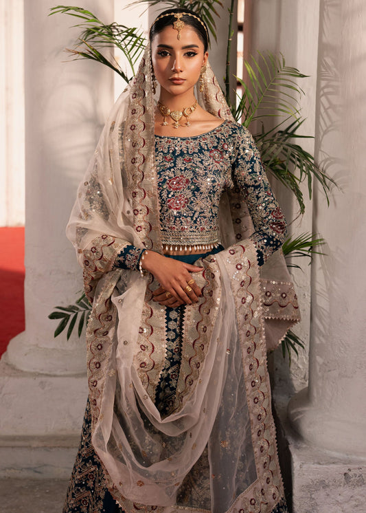 Sapphire Blue Pakistani Wedding Outfit Online in Dubai DXB UAE Abudhabi Meena Bazaar