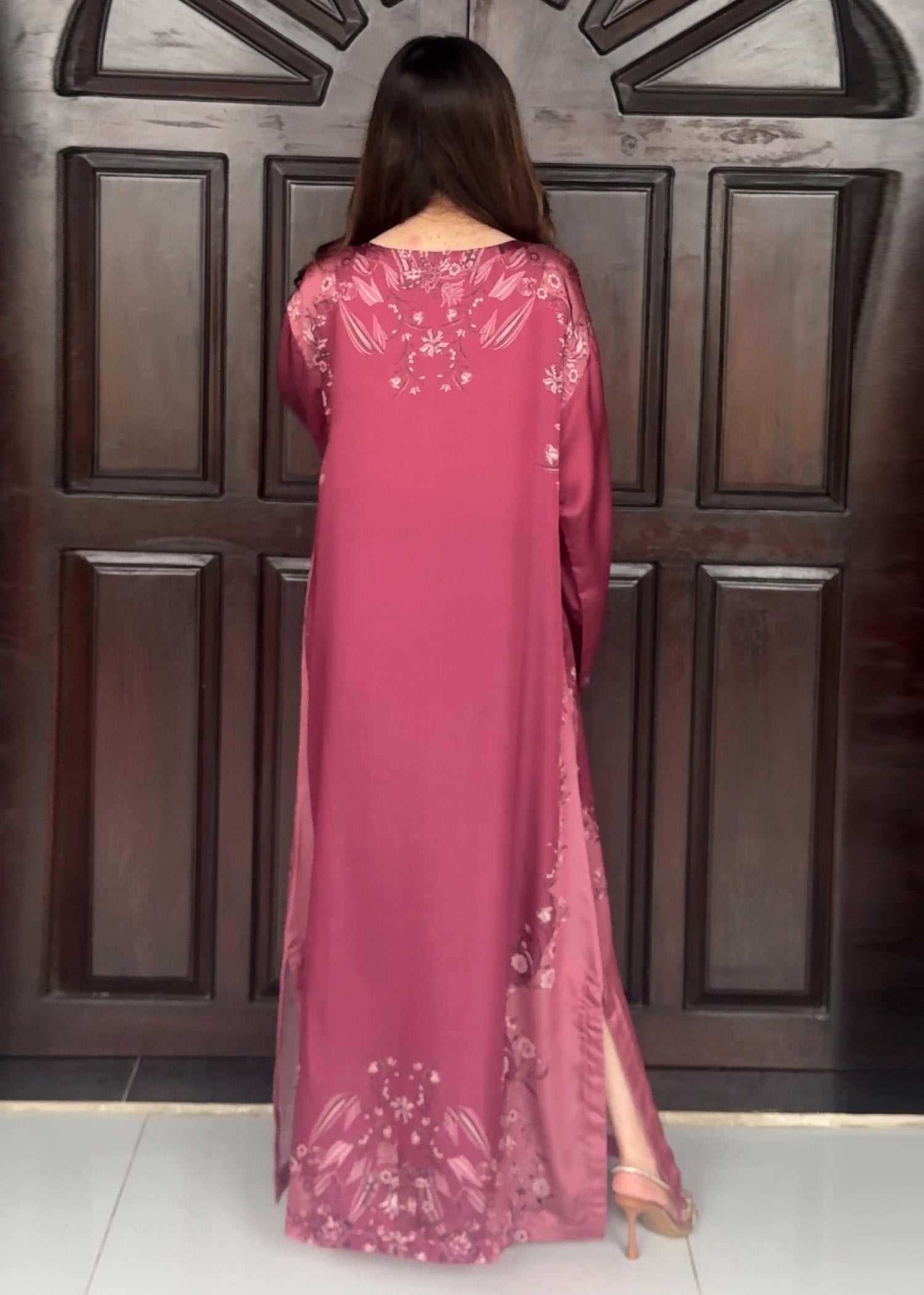 Satin Silk Loose Fit Plum Kaftan Online in Sri Lanka India Australia