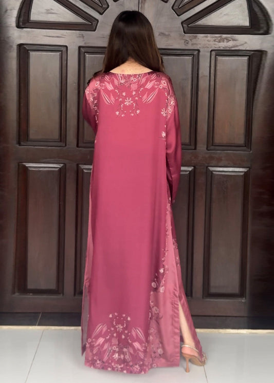 Satin Silk Loose Fit Plum Kaftan Online in Sri Lanka India Australia