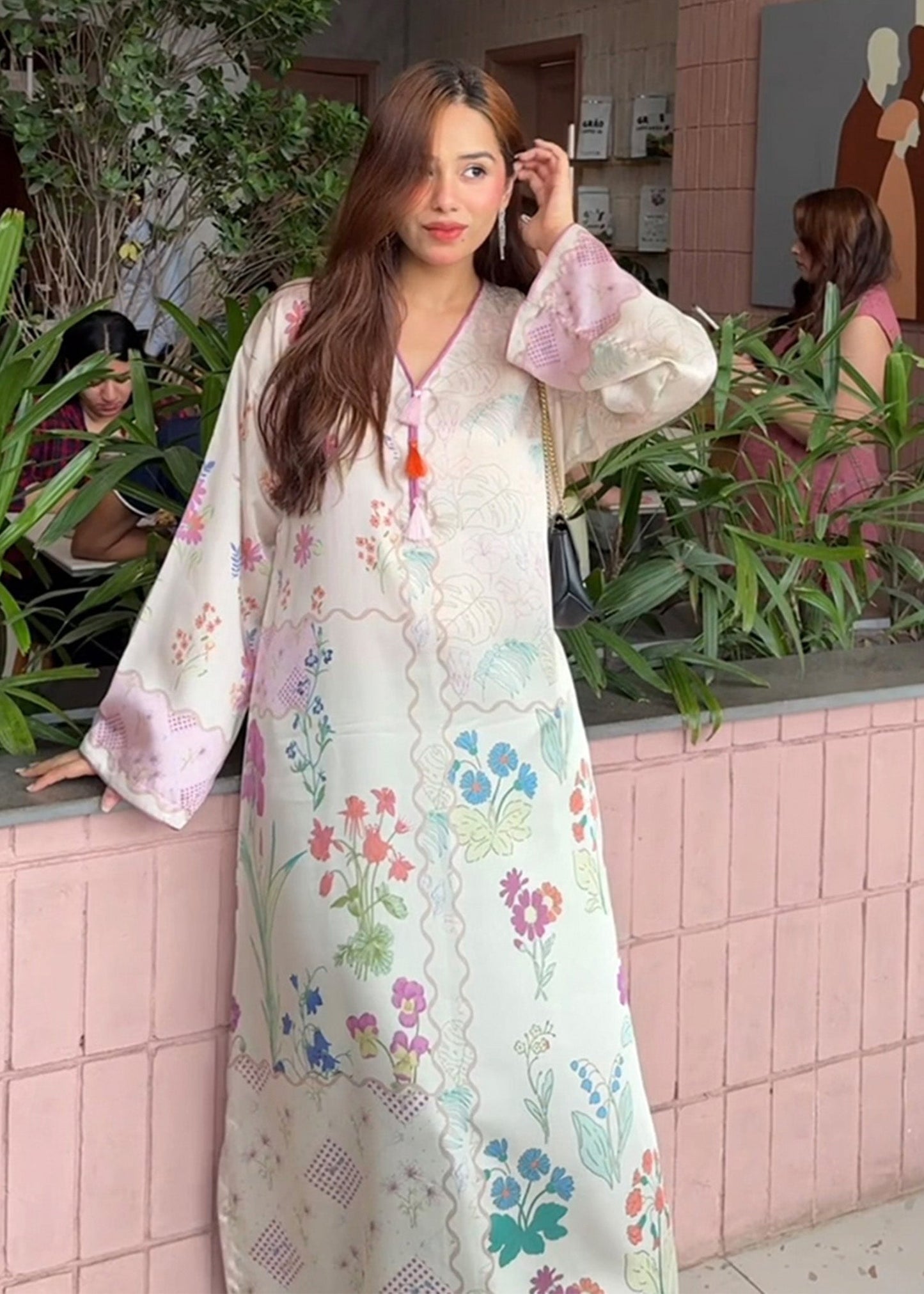 Satin Silk Printed Party Kaftan Online in Sri Lanka India Australia