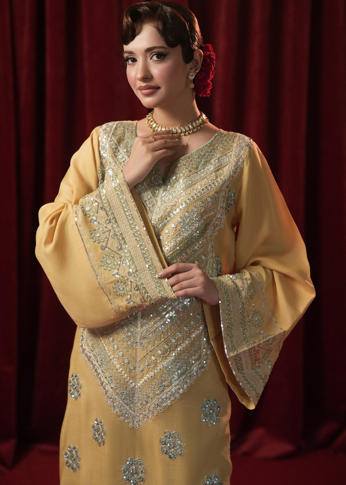 School Bus Yellow Kaftan with Tilla Work Online in Dubai UAE Abudhabi Ajman Sharjah