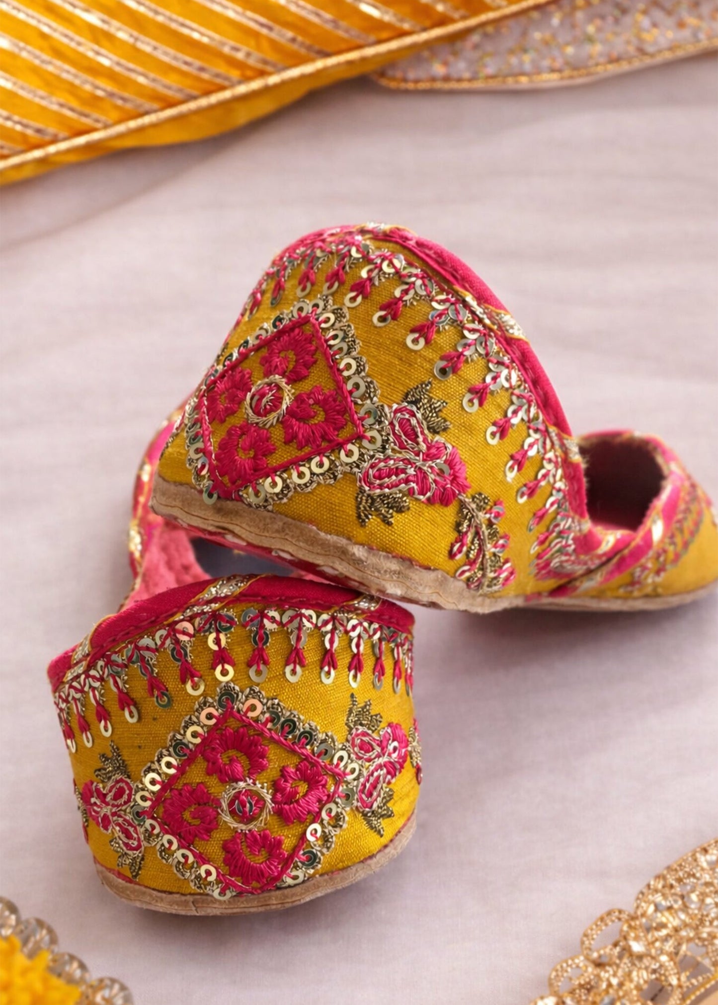 School Bus Yellow Velvet Mojari Online in UK USA Canada