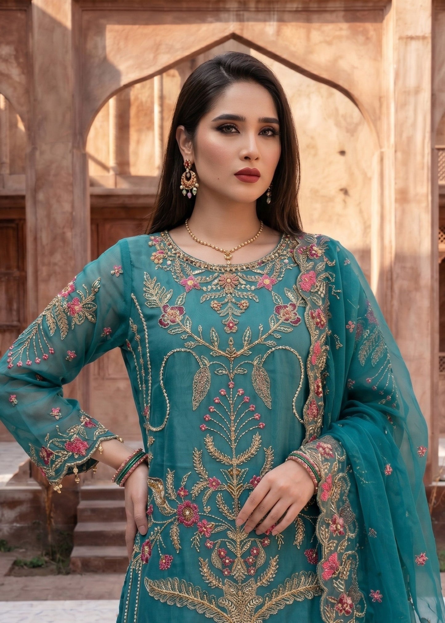 Sea Green Designer Gharara Suit Online in Dubai UAE Abudhabi Ajman Sharjah