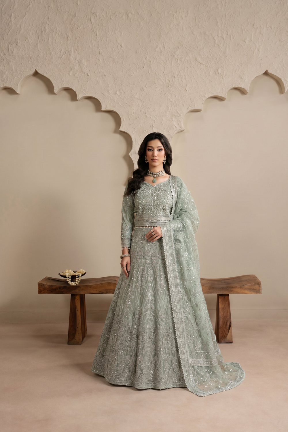 Sea Green Embellished Net Lehenga Choli Online in Dubai UAE Abudhabi Ajman Sharjah