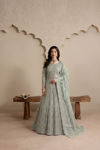 Sea Green Embellished Net Lehenga Choli Online in Dubai UAE Abudhabi Ajman Sharjah