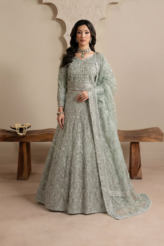 Sea Green Embellished Net Lehenga Choli Online in Dubai UAE Abudhabi Ajman Sharjah