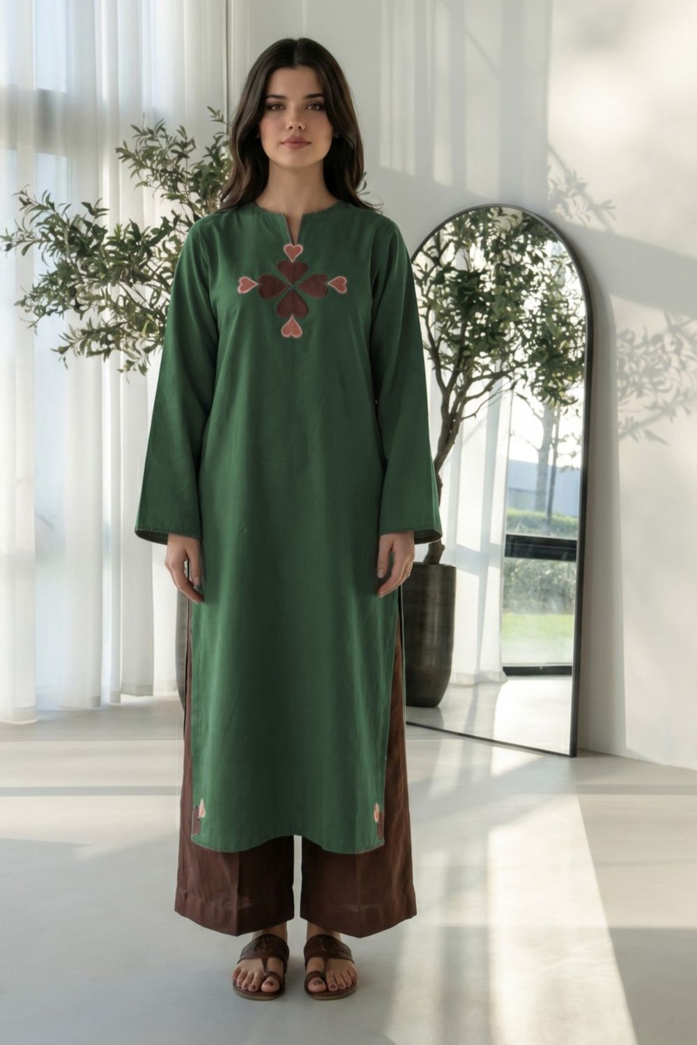 Sea Green Embroidered Cotton Kurta Set Online in Dubai UAE Abudhabi Ajman Sharjah