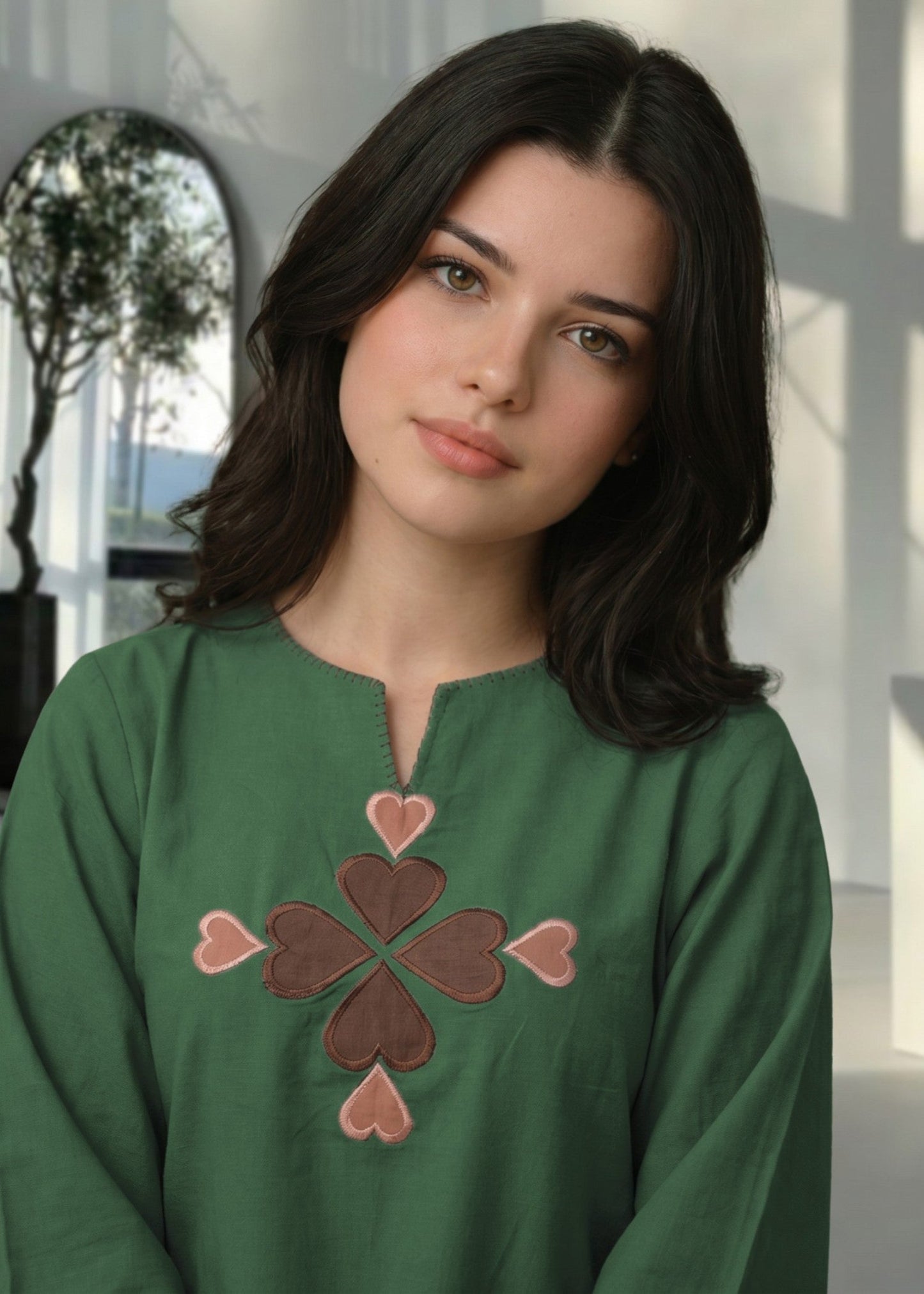 Sea Green Embroidered Cotton Suit Online in KSA Riyadh Saudi Arabia Oman Bahrain Qatar