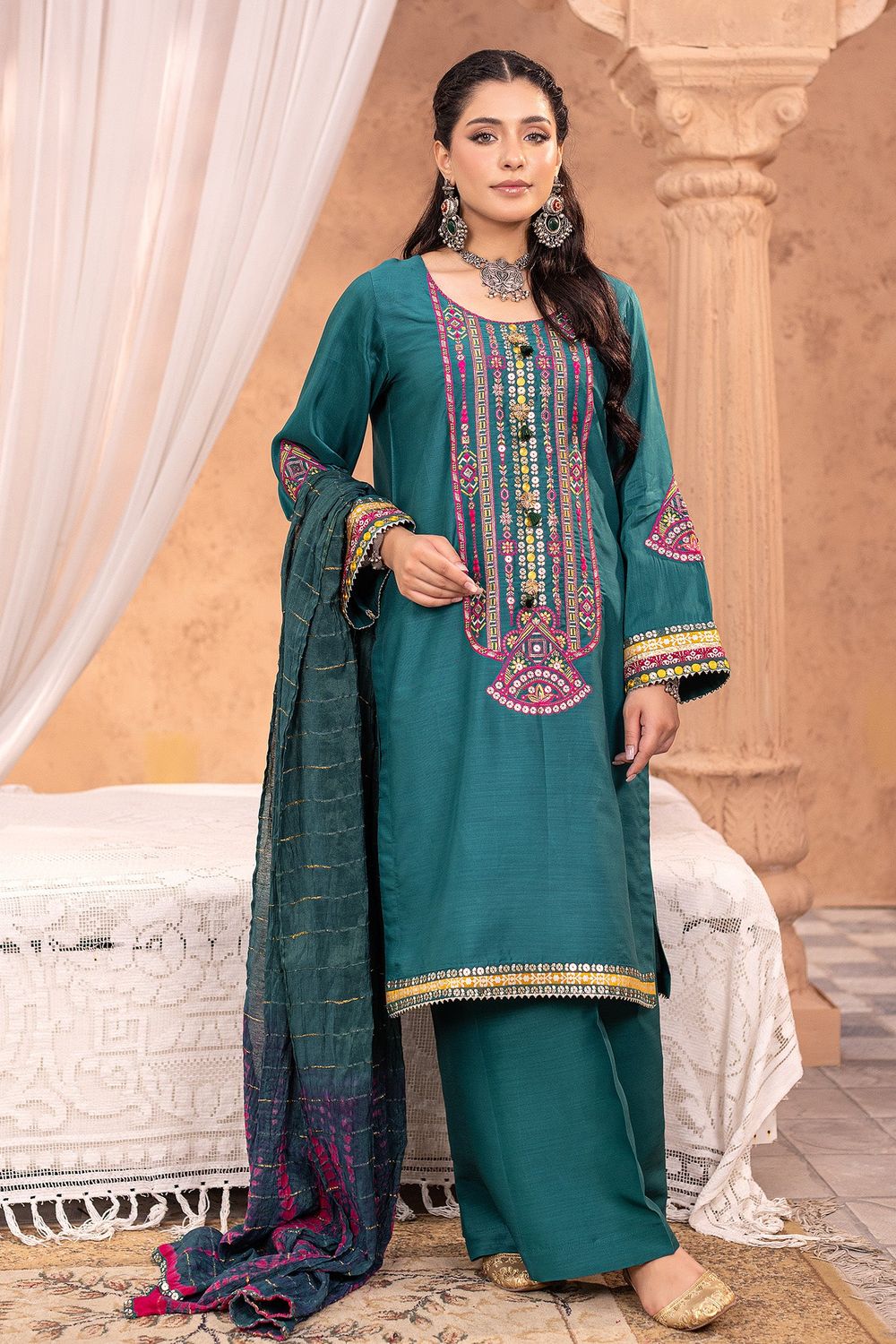Sea Green Embroidered Viscose Pakistani Suit Online in Dubai UAE Abudhabi Ajman Sharjah