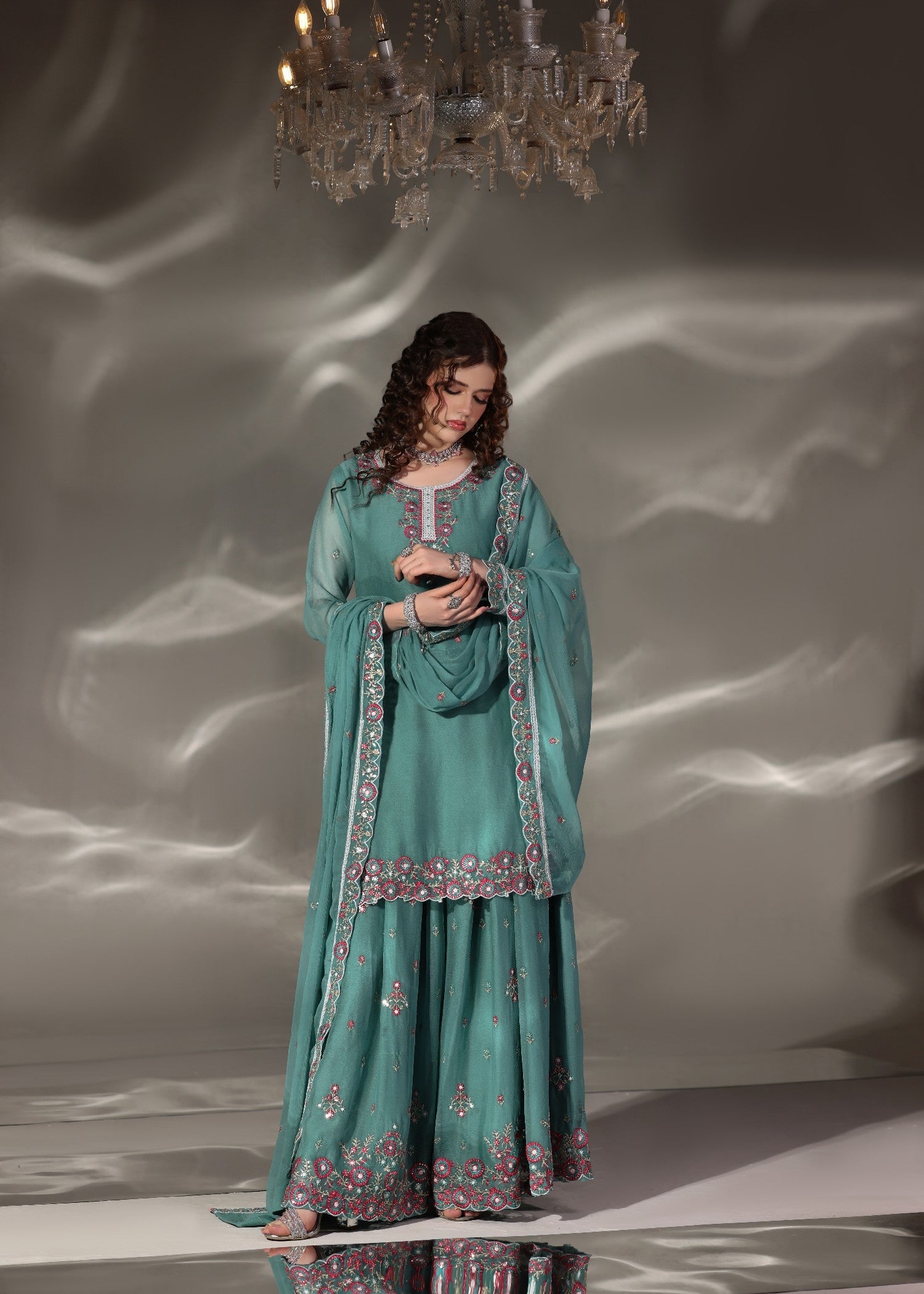 Sea Green Flared Sharara Gharara Online in Sri Lanka India Australia
