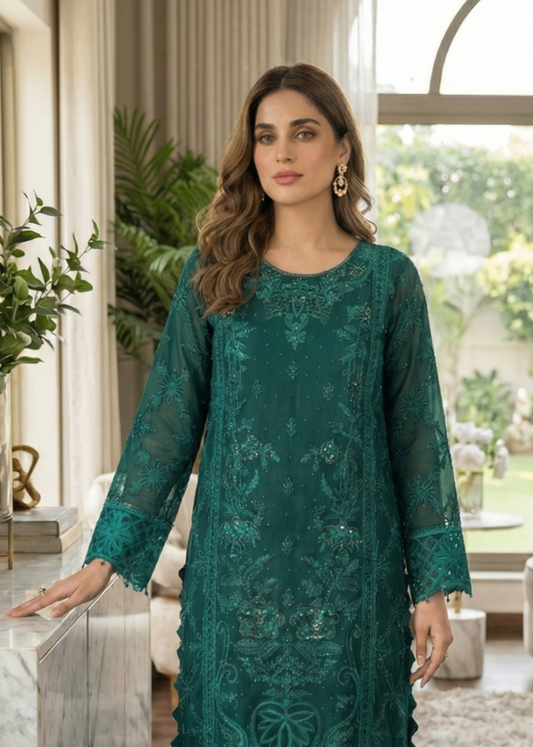 Sea Green Organza Straight Kurta Suit Online in Dubai DXB UAE Abudhabi Meena Bazaar