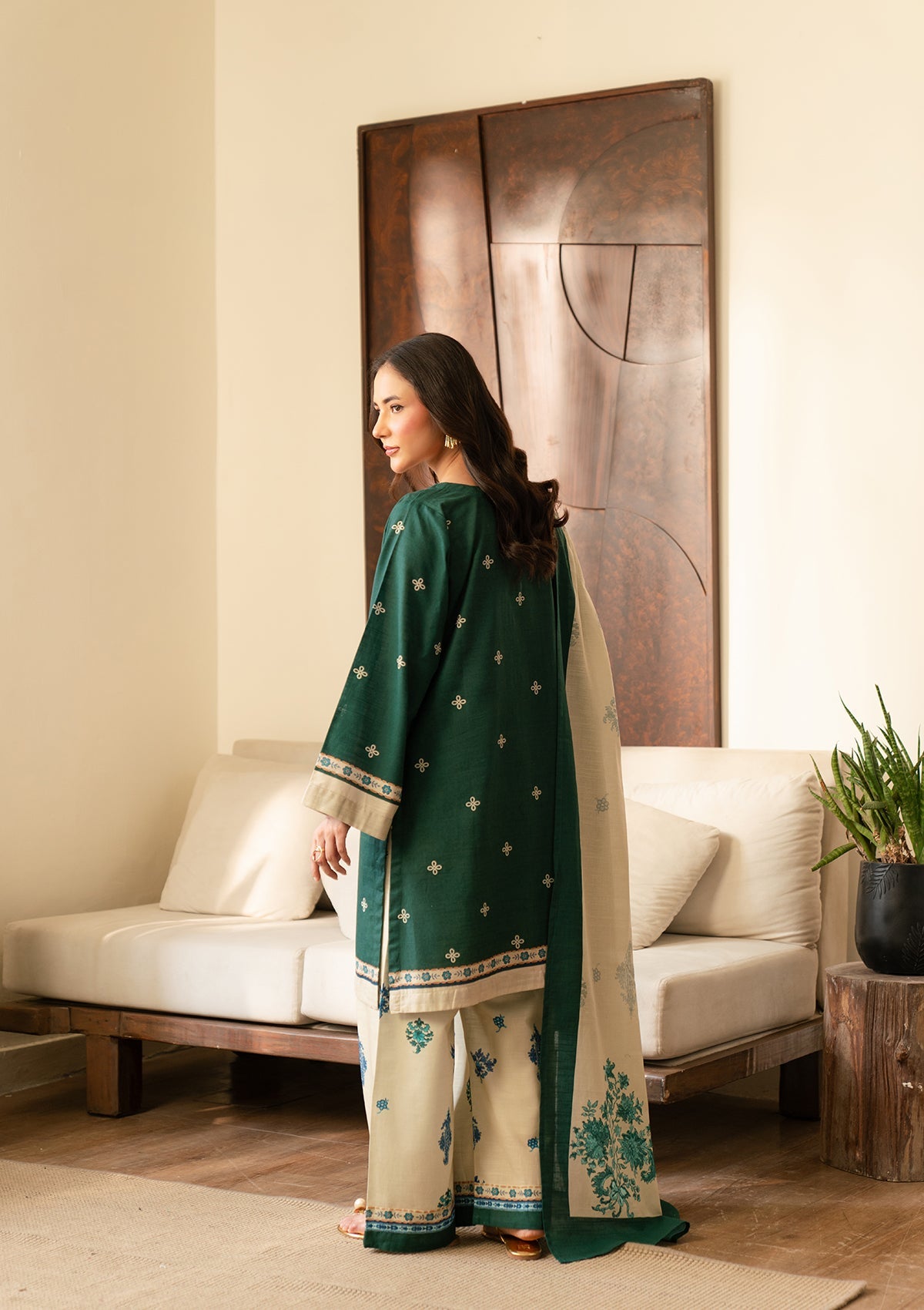 Sea Green Printed Khaddar Pakistani Clothes Online in Dubai DXB UAE Abudhabi Meena Bazaar