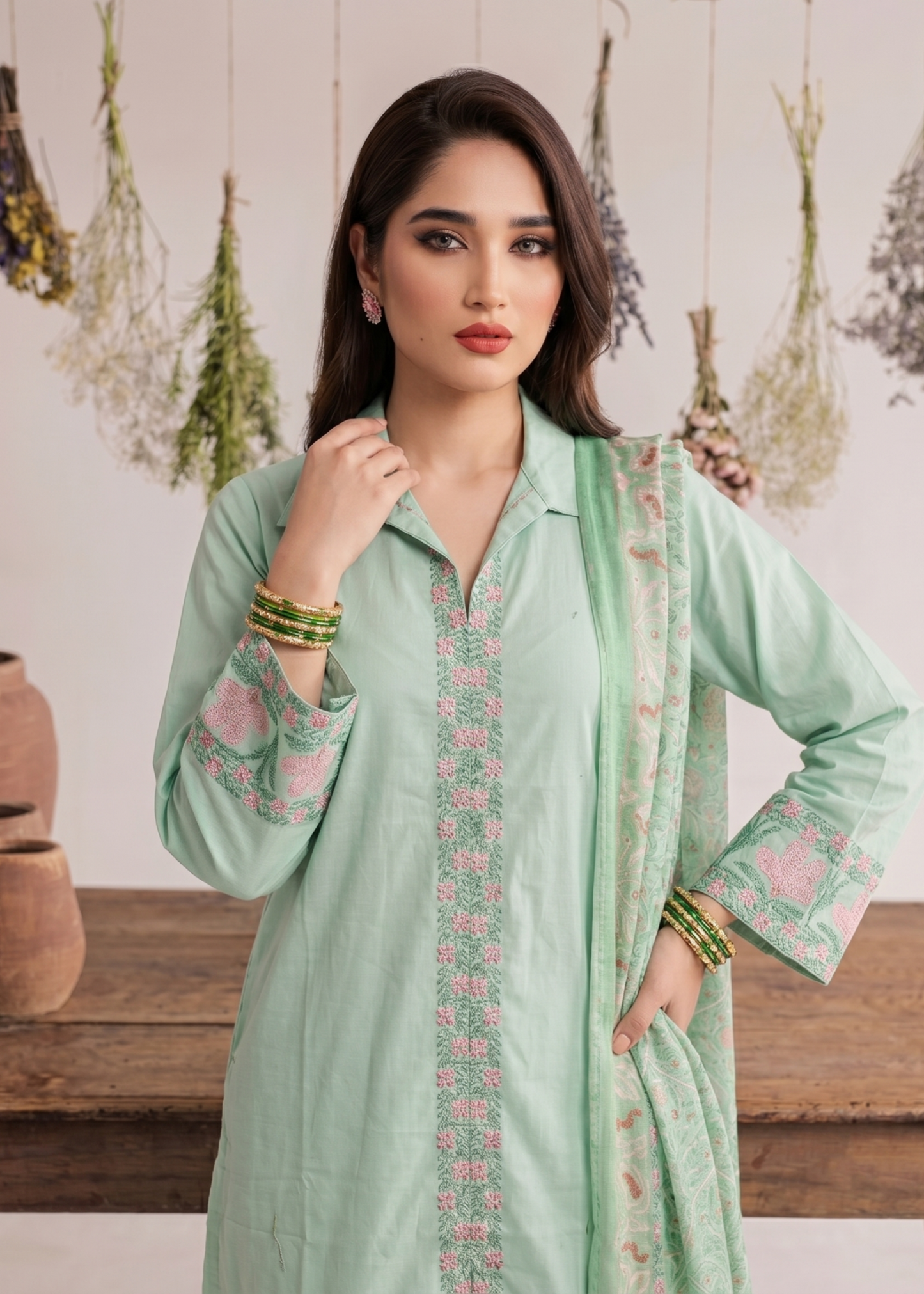 Sea Green Straight Cut Kurta Shalwar Online in Dubai DXB UAE Abudhabi Meena Bazaar