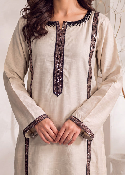 Sequined White Khaddar Kaftan Online in Sri Lanka India Australia