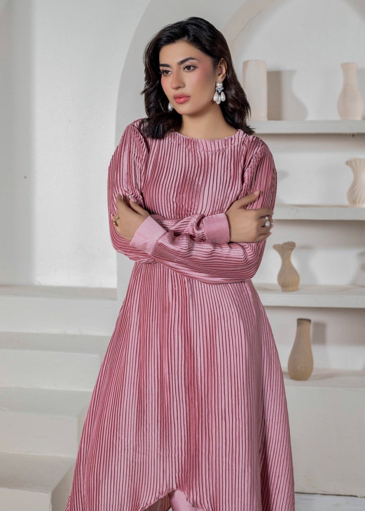 Shamooz Silk Coral Pink Co-ord Set Online in Sri Lanka India Australia