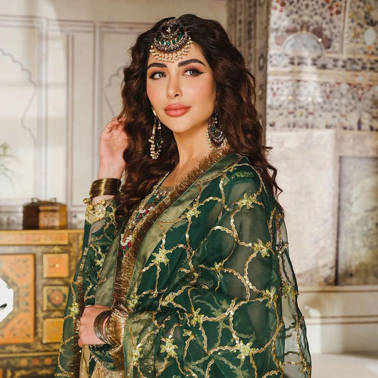 Sequins Embroidered Organza Sharara