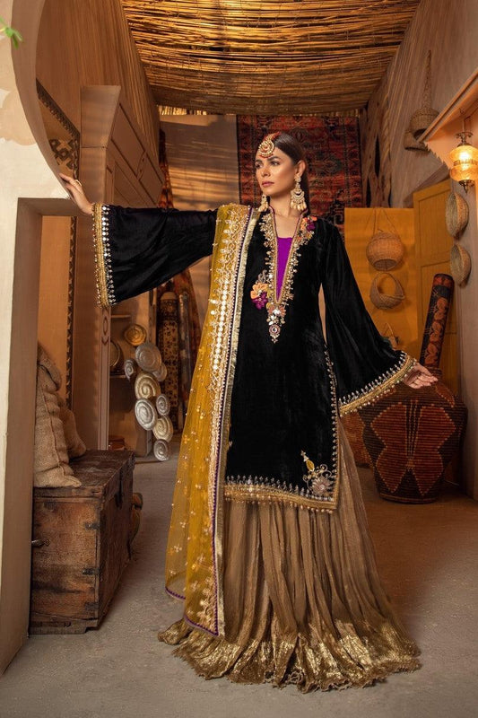 Black Handmade Sharara