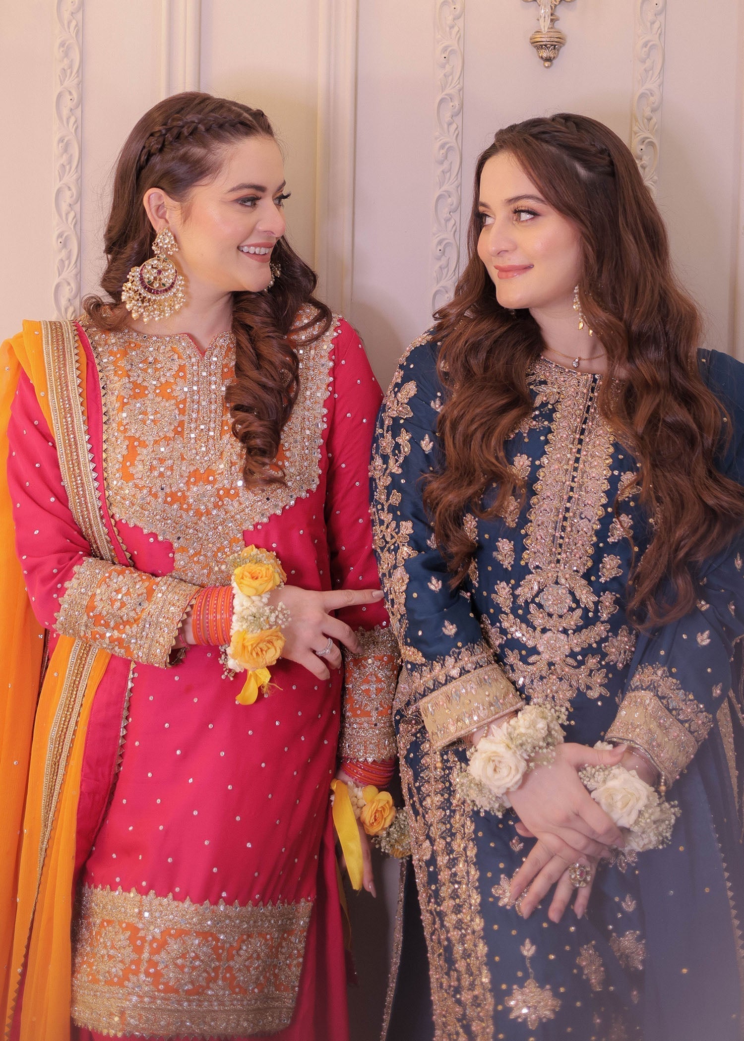 Shocking Pink Chiffon Farshi Shalwar Dress Material Online in Sri Lanka India Australia