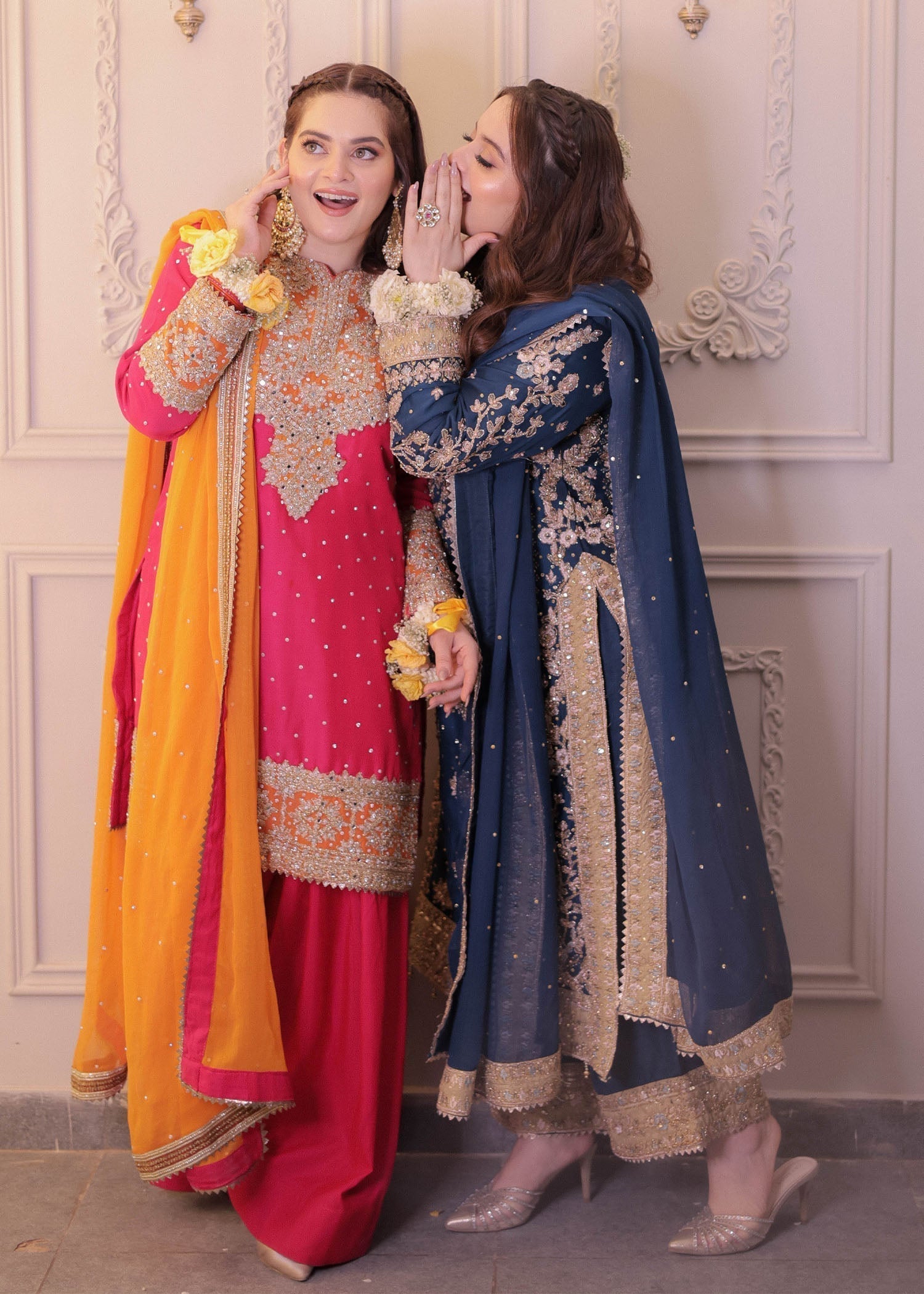 Shocking Pink Chiffon Ladies Farshi Shalwar Suit Online in UK USA Canada