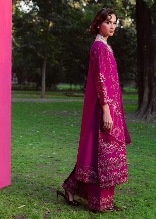 Shocking Pink Lawn Party Wear Suit Online in Dubai DXB UAE Abudhabi Meena Bazaar