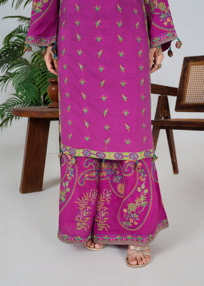 Shocking Pink Silk Embroidered Kurta Suit Online in Dubai DXB UAE Abudhabi Meena Bazaar