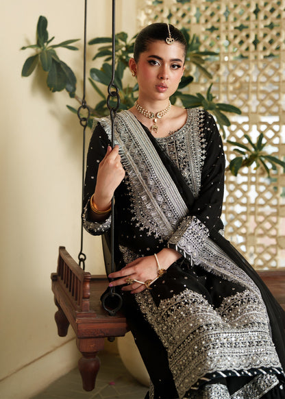 Shop Black Chiffon Embroidered Gharara Online in Dubai DXB UAE Abudhabi Meena Bazaar