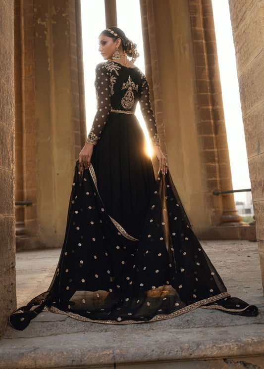 Shop Black Chiffon Embroidered Pishwas Online in Sri Lanka India Australia