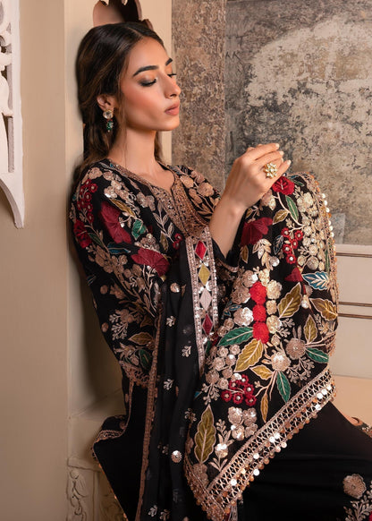 Shop Black Chiffon Partywear Suit Online in Dubai DXB UAE Abudhabi Meena Bazaar