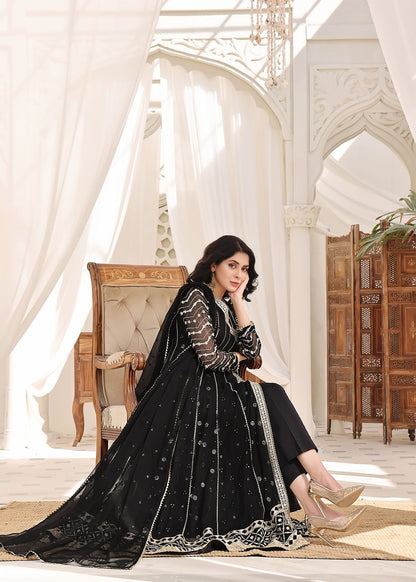 Shop Black Embroidered Chiffon Festive Wear Online in Dubai DXB UAE Abudhabi Meena Bazaar