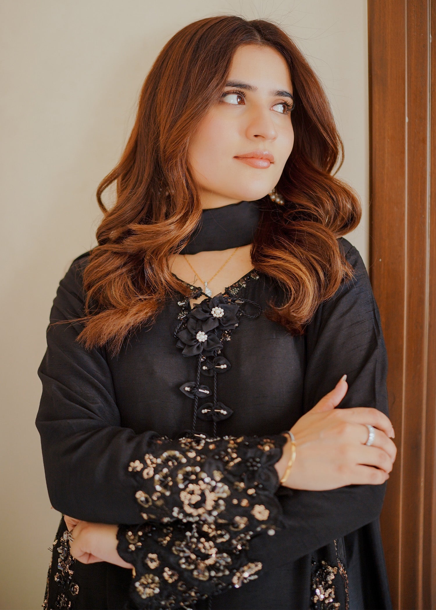 Shop Black Embroidered Raw Silk Straight Kurta Online in Dubai DXB UAE Abudhabi Meena Bazaar