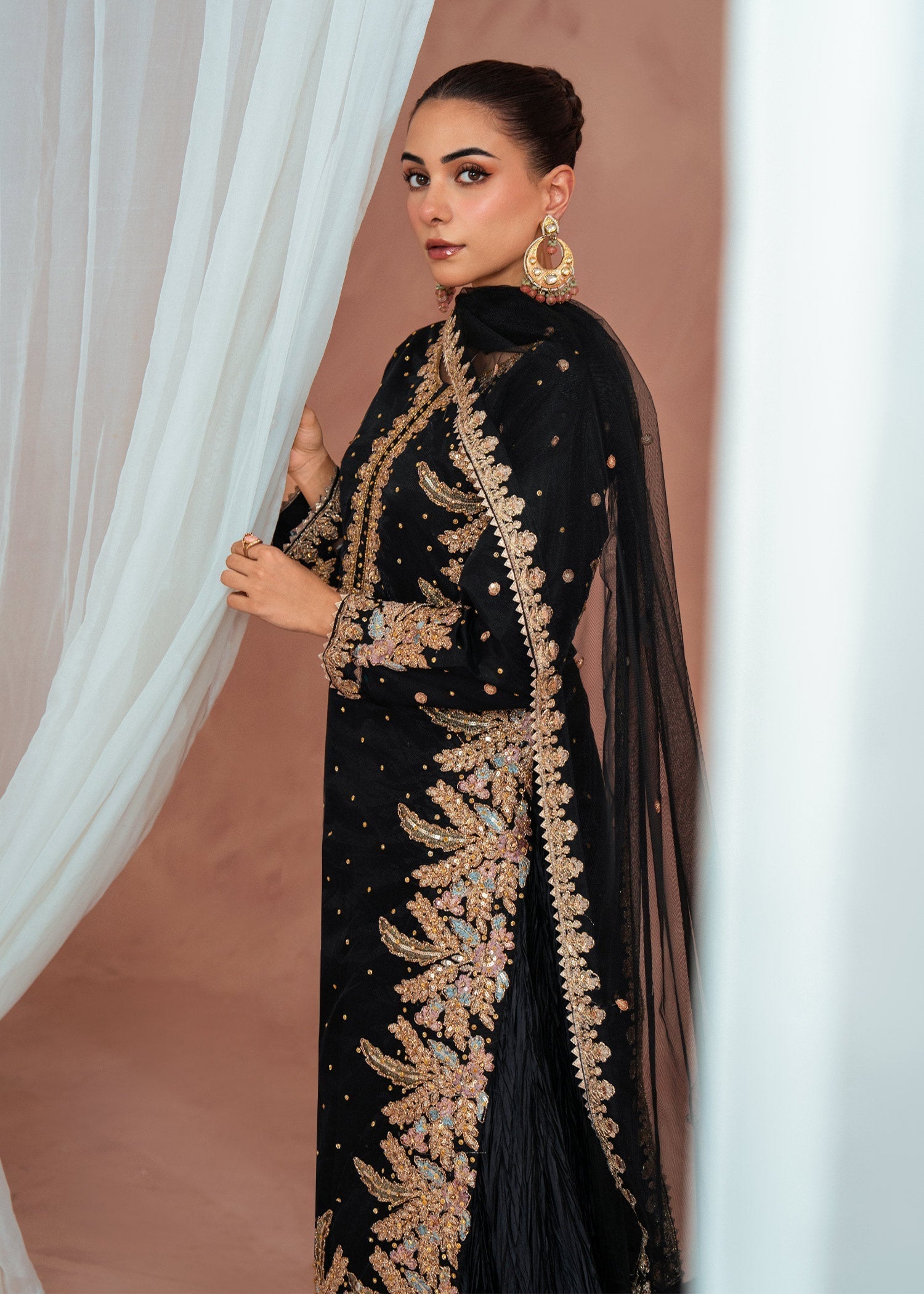 Shop Black Raw Silk Lehenga Dupatta Online in Dubai DXB UAE Abudhabi Meena Bazaar
