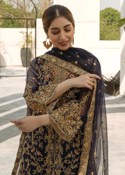 Shop Blue Jewel Tilla Embellished Organza Partywear Outfit Online in Dubai DXB UAE Abudhabi Meena Bazaar