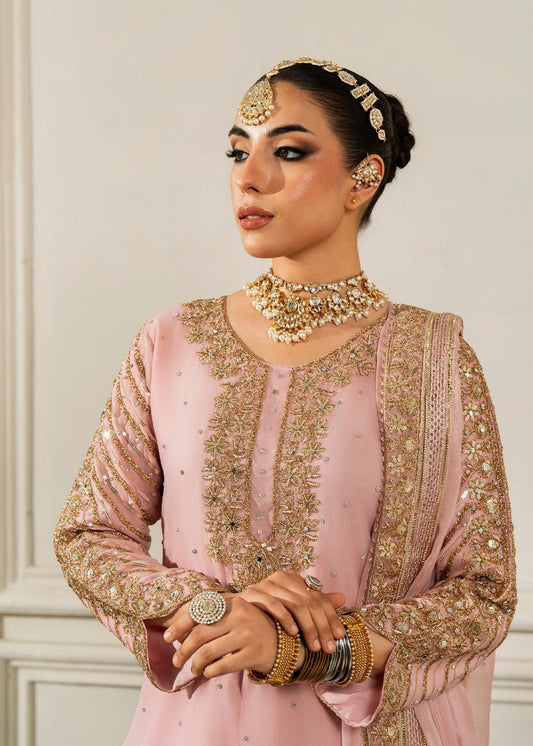 Shop Blush Pink Chiffon Three Piece Suit Online in Sri Lanka India Australia