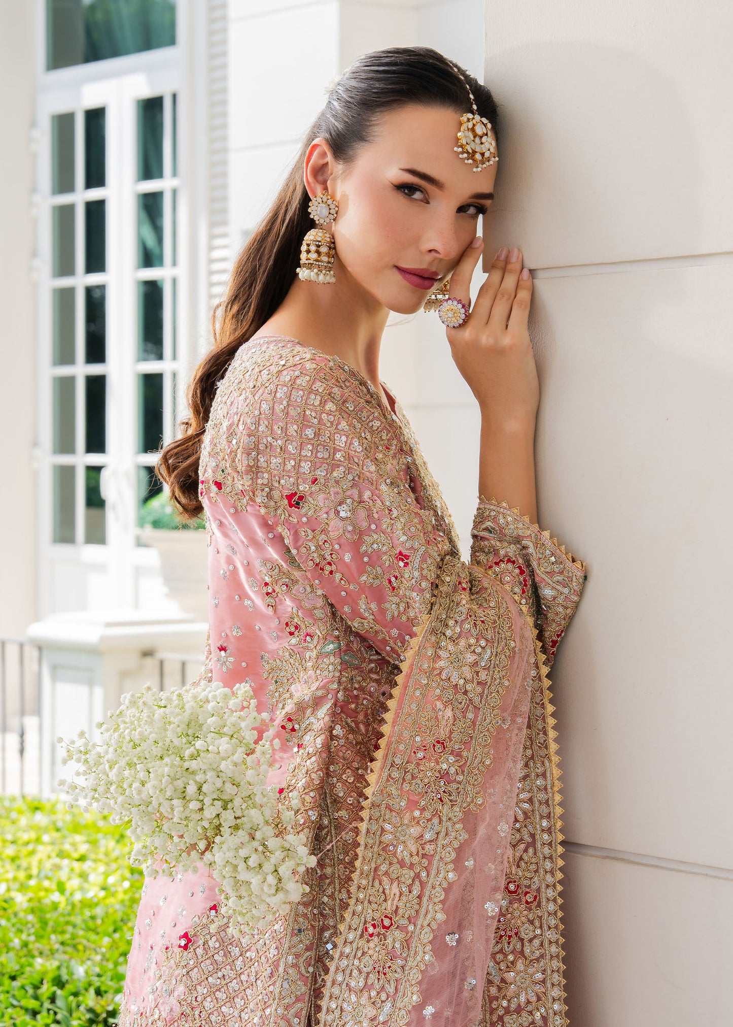 Shop Blush Pink Lava Silk Gharara with Dupatta Online in Dubai DXB UAE Abudhabi Meena Bazaar