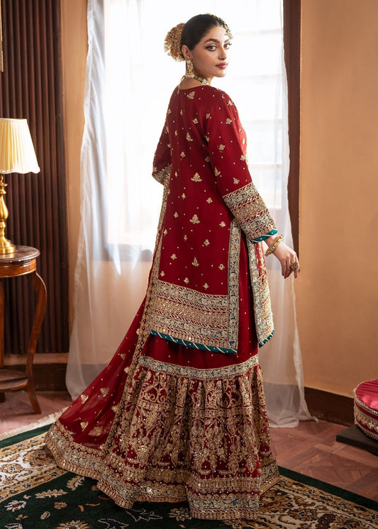 Shop Crimson Chiffon Formal Gharara Online in Dubai DXB UAE Abudhabi Meena Bazaar