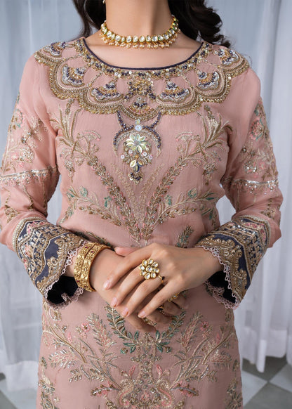 Shop Embellished Peach Georgette Sharara Online in KSA Riyadh Saudi Arabia Oman Bahrain Qatar