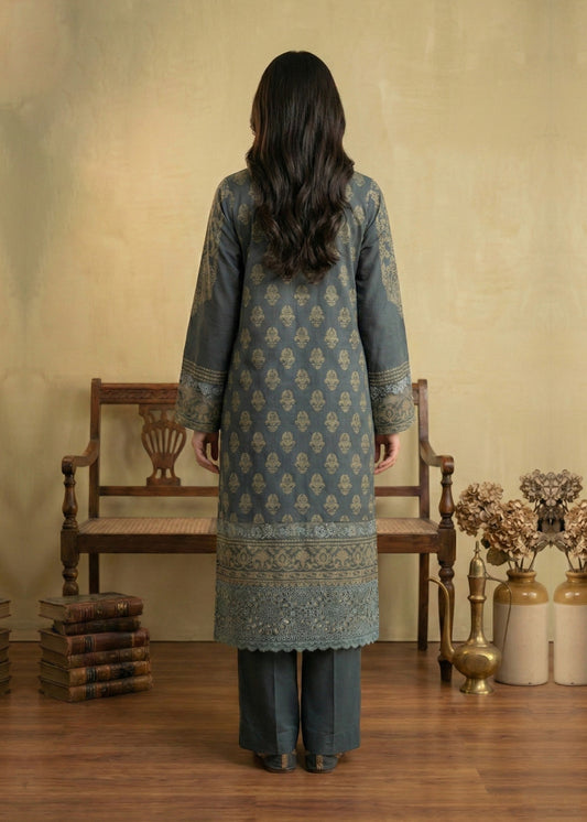 Shop Grey Embroidered Jacquard Pakistani Outfit Online in Dubai DXB UAE Abudhabi Meena Bazaar