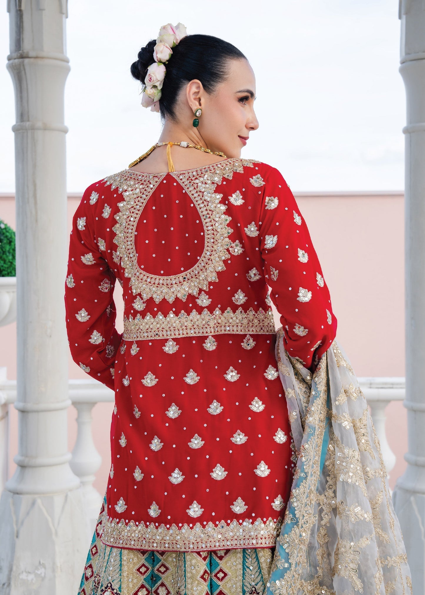 Shop Hand-Embellished Chiffon Lehenga Choli Online in KSA Riyadh Saudi Arabia Oman Bahrain Qatar